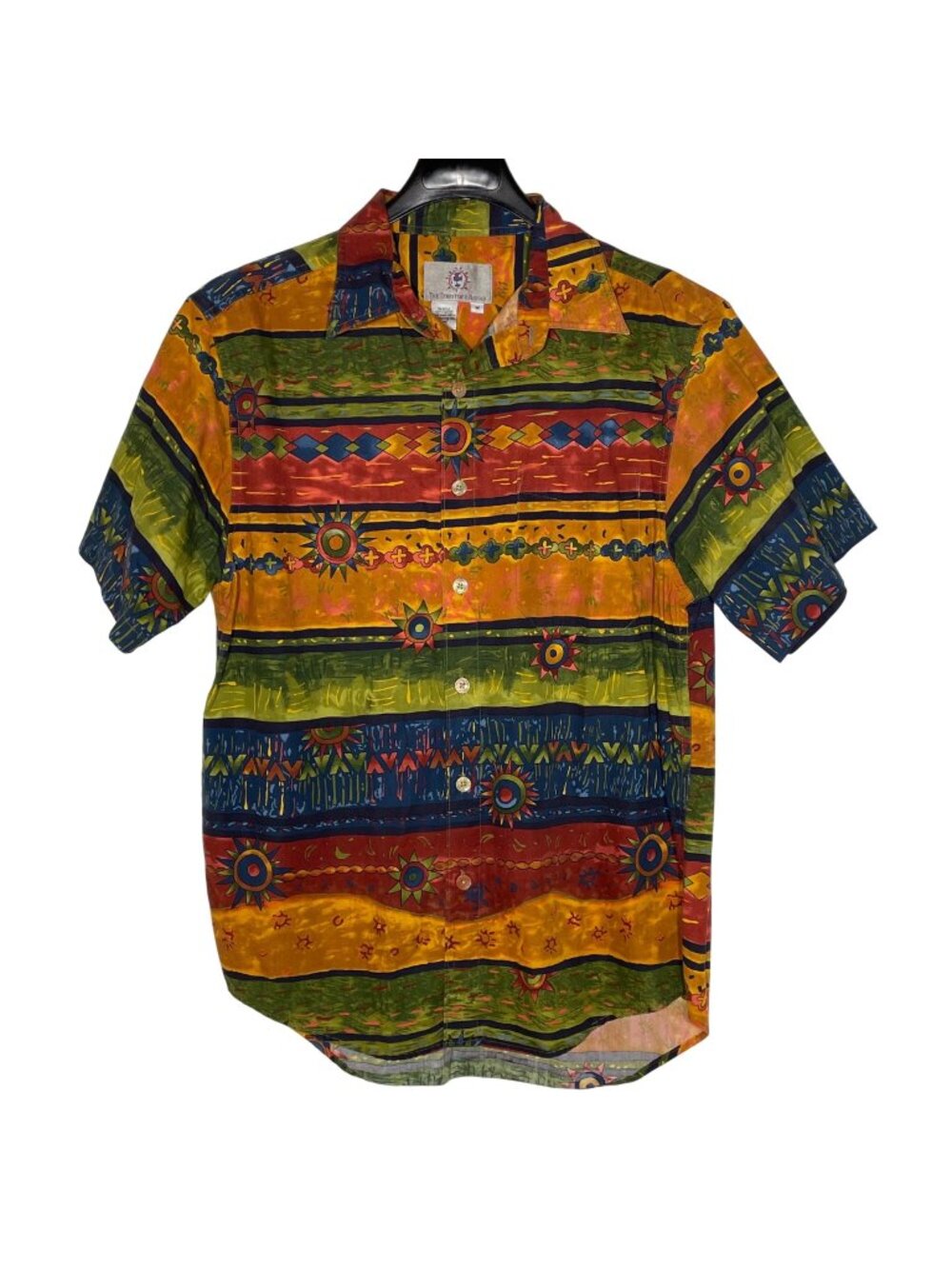 Territory Ahead Striped Geometric Sun Colorful Button Down Shirt Sz MED